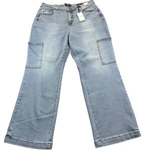Judy Blue High Waist Wide Leg Cargo Jeans Light Blue JB88924 LT Women's 20W NEW